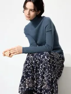 エクストラファインメリノウール リブタートルネックM 68 blue