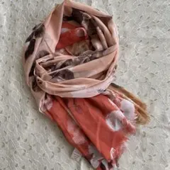 SUSSAN 花柄オレンジベージュマフラー