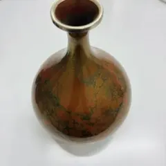 峰雲 作 鋳銅花瓶 19cm 花器 花入 花生 壺 銅製 花瓶・飾り壺