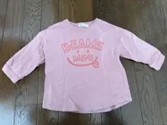 BEAMS mini ロゴプリント 長袖シャツ 90サイズ ピンク