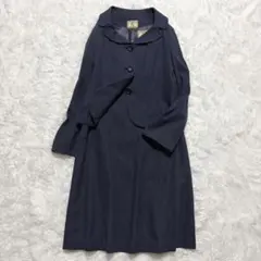 美品✨ホコモモラ セットアップ 大きいサイズ ドット ジャケット ワンピース 紺