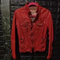 Giorgio Brato 　レッド　ラムレザーシングルライダースジャケット