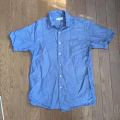 ユニクロ　リネンブレンド半袖シャツ　Mサイズ　ブルー