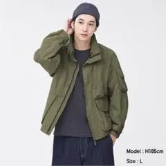 【完売品】GU スタンドカラーオーバーサイズブルゾン L オリーブ 撥水
