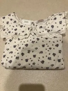 ZARA 花柄レース付き長袖ブラウス