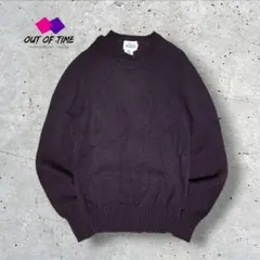 80s ウールリッチ 白タグ ウールセーター クルーネック 茶 XL 無地のサムネイル