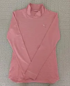 PUMA レディース ゴルフウェア 長袖 モックネック 赤白ボーダー　サイズM