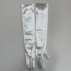 アイボリー　サテン ロングウェディンググローブ