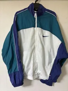 90s 銀タグ NIKE 刺繍ロゴナイロンジャケット バックロゴ