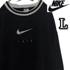 美品❗️ 刺繍ロゴ❗️ ナイキ　NIKE トレーナー　スウェット　　ブラック　黒　L