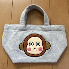 サンリオ おさるのもんきち ミニトートバッグ グレー 刺繍