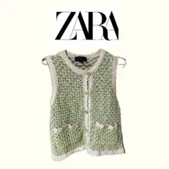 ZARA ニットベスト グリーン Mサイズのサムネイル