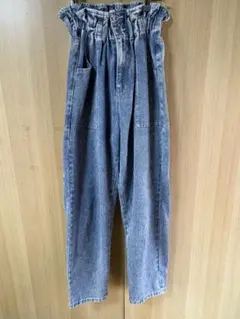 ウエストゴム ライトブルーデニムパンツ M
