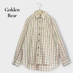 ゴールデンベア 長袖シャツ チェック柄 コットン100% M ベージュのサムネイル