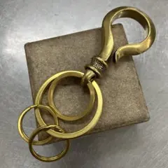 真鍮製カラビナ シンプルデザインフック 真鍮キーリング