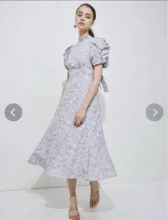 マーキュリーデュオ　ボタニカルフラワー　パフスリーブワンピース　花柄　ピンク