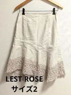 LEST ROSE◇レストローズ　ライトベージュ　リネン　スカート　レースのサムネイル