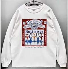 男女兼用 BUDWEISER バドワイザービールロン T 長袖Tシャツ 레트로