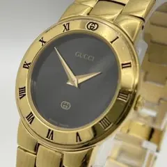新品電池 GUCCI グッチ 腕時計 ゴールド 黒文字盤 レディース