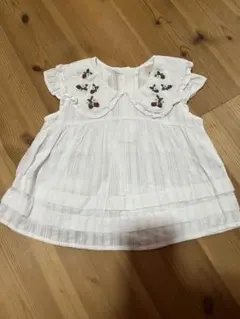 プティマインpetit mainいちご刺繍トップスブラウス90