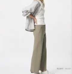 UNIQLO ウォッシャブルニットリブパンツ　グリーン　XL