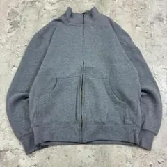 JANSPORT　フルジップスウェット　M　グレー　灰色　古着　無地　ロゴ