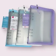 ダイソー A5 6リングファイル 3個セット パープル ホワイト ブルー 新品