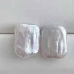 538大粒レクタングルバロックパール スタッドピアス★mmシルバー925