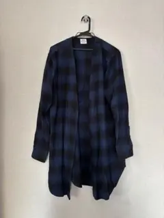 coen チェック柄シャツ S ネイビー系