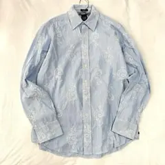 【ギャップ】ボタンシャツ フルボタン ストライプ 音符刺繍 綿100％ 長袖 S