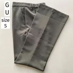 GU スラックスパンツ モスグリーン センタープレス ボトムス カーキ フレア