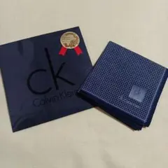 Calvin Klein チェック柄ハンカチ ネイビー
