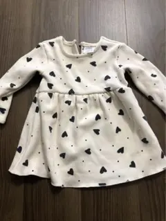 ZARA ハート柄長袖ドレス スウェット クリーム色