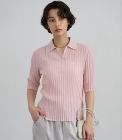新品 今季SALON adam et rope' ワイドリブスキッパーポロシャツのサムネイル