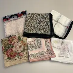 6枚セット ブランドハンカチ（HANAEMORI, LAURA ASHLEY等）