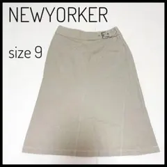 NEWYORKER ニューヨーカー リネン混 ベルト スカート 9号 ベージュのサムネイル