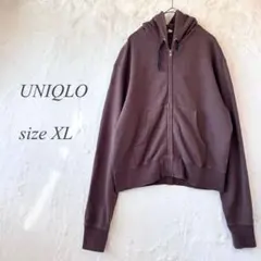 UNIQLO フルジップパーカー サイズXL ブラウン 無地 1194