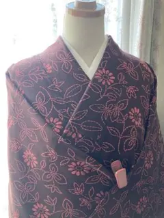茶系の花柄、絽のきもののサムネイル