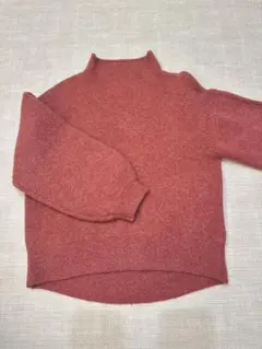 ピンク ハイネック ニットセーター　アルパカ　羊毛　ウール