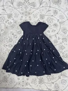 プティマイン　ネイビー ハート模様 半袖ワンピース