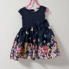 ネイビー フラワープリントドレス 90 結婚式ドレス　ベビー　キッズ