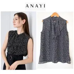 ✨️ANAYI✨️ アナイ 美品 ドット柄 シフォンノースリーブワンピース