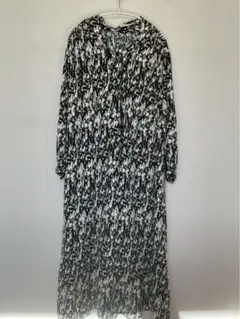 ユナイテッドアローズ　グリーンレーベルリラクシング　プリントワンピ　モノトーン