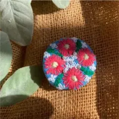 刺繍　ビーズ　パール　flower タイル柄　フラワーブーケ
