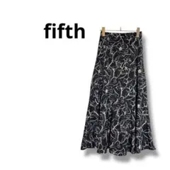 【フィフス】ロングスカート　花柄　フレア　大人　黒　サイズS