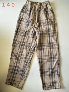 ラブトキ Lovetoxic ベージュ チェック柄 ロングパンツ S 140