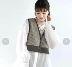 美品　レトロガール　RETRO GIRL ジャガードベスト 前ボタン 重ね着 F