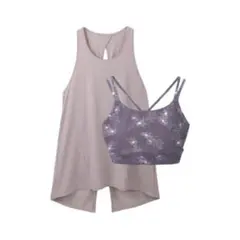 SUKARA花柄ヨガウェアセット 薄紫色　Mサイズ