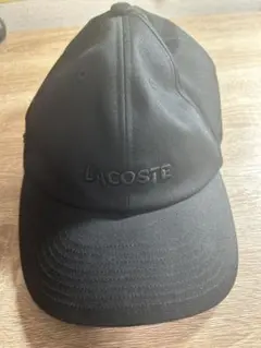 【美品】ラコステ LACOSTE 同色ロゴ刺繍 キャップ ブラック 黒