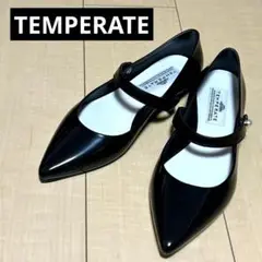 美品 TEMPERATE メリージェーンストラップパンプス24.5cm 黒 40